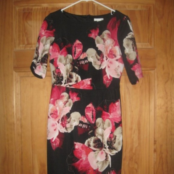 London Times Floral Mid Calf Dress - Picture 1 of 4